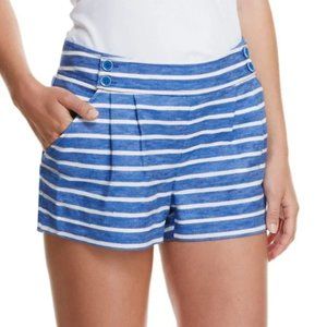 Vineyard Vines Linen Blend Nautical Striped Pleated Front Shorts